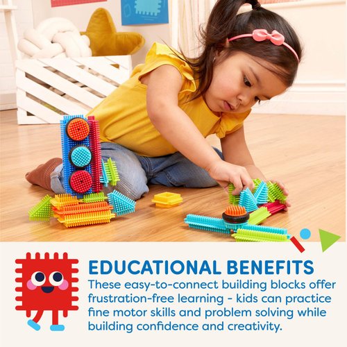 Battat- Bristle Blocks- STEM Interlocking Building Blocks- 36 pc Playset- Developmental Toys for Toddlers & Kid- Basic Builder Box- 2 Years +