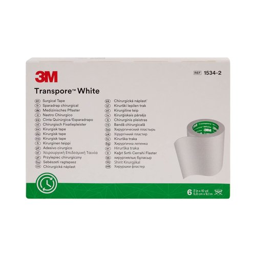 3m Transpore White Surgical Tape 2 in. x 10 yd./Qty 6