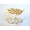 Gold or silver crystal leaf hair clip clamp barrette (Primary color: Gold)
