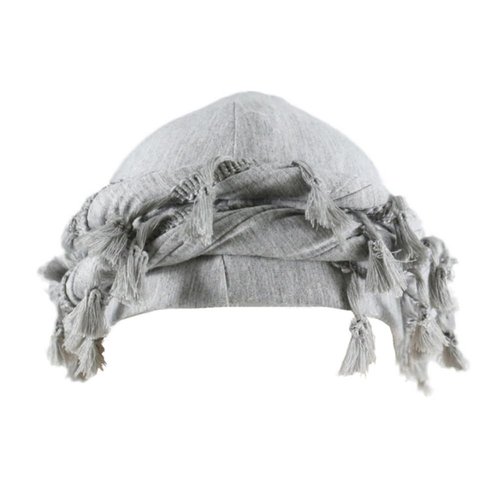 YuMENo Turban for Men Women Vintage Twist Durag Head Wraps Satin Lined Halo Turban with Tassel Waves Braids Light Grey