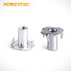 POWERTEC QTN1102 4 T 50 Pack | Pronged Tee Nut ¼ Inch-20 & 9/16-Inch – Threaded Inserts for Climbing Holds and Wood Working, 1/4"-20 x 9/16", 50PK