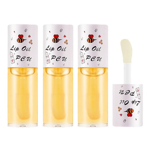 3 Packs Honey Lip Oil Moisturizing Liquid Lipstick, Lip Gloss with Ultra Shiny Finish, Hydrate & Plump Dry Chapped Lip Paste Long Lasting Nourishing Repair Lip Skin Glow Oil Lip Care Kit