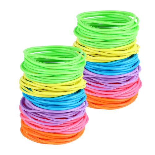 Adorox 144 Bracelets Neon Jelly Bracelets Rainbow Colors Party Favors Birthday Gifts Prizes Assorted Holiday Gift Christmas (Assorted (144 Bracelets))