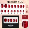 Red Press on Nails Short, Jofay Fashion Soft Gel Fake Nails, Cat Eye Christmas Press on Nails, Reusable & Natural Acrylic False Nails, Stick on Nails for Women Girls Gift, Glue on Nails Kit 32 Pcs