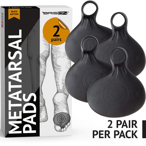 Metatarsal Pads Ball of Foot Cushions - Metatarsal Pads for Women and Men - Soft Gel Foot Pads Metatarsal Foot Forefoot Cushioning Foot Pain Relief - 2 Pairs Black