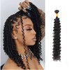 Deep Wave Bulk Braiding Hair Extensions-16 Inches 8 Pakcs Natural Black Synthetic Curly Hair Bundle for Braiding,No Weft Braids for Human（16"-8 Packs,1B）
