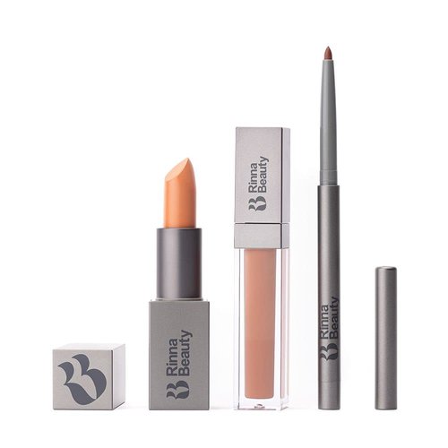 Rinna Beauty Icon Lip Kit - Legend's Only - All-in-One Lip Kit Includes Lipstick, Lip Gloss, and Lip Liner - Nude Peach look - Vegan, Long-Lasting, Anti-Aging & Moisturizing, Cruelty-Free - 1 each