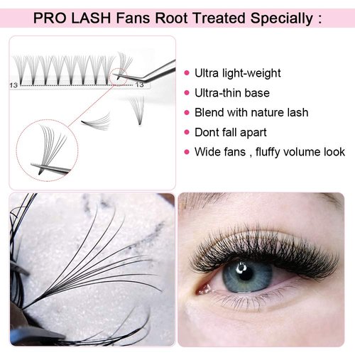 Premade Volume Eyelash Extensions 8D-D-0.07-11 Short Stem Premade Fans Eyelash Extensions 9 to 20 mm Volume Lash Extensions .07 .10 Pre made Lash Fans C D Curl (8D-D-0.07,11mm)