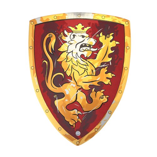 Liontouch Noble Knight Shield, Red/Small | Medieval Pretend Play Foam Toy for Children with Golden Lion Theme | Safe Weapons & Battle Armor for Dress Up & Costumes
