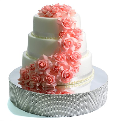 Cakebon 18" Cake Stand Silver Cake Stands, Sturdy Lightweight Polystyrene Foam Wedding Cake Stand with Faux Rhinestones for Cakes and Pastries - Cake Stands for Party