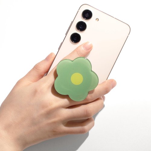 OnTheGrip Cute Solid Color Daisy Flower Design Collapsible Mobile Phone Grip Stand Holder for Smartphone Tablet Cell Phone Accessory (Green)