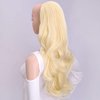 24" Long Wavy Clip in Half Head Tied Wig Blonde Premium Japanese Synthetic Kanekalon fibers Hair Extensions For Women 210g 8#