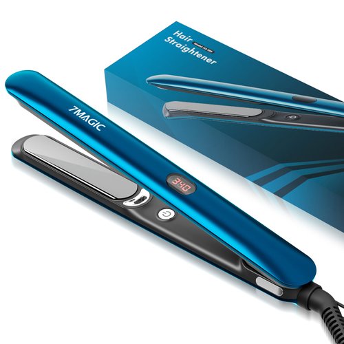7MAGIC Hair Straightener, Ceramic Flat Iron with LCD, Professional 2 in 1 Hair Iron for Thick Hair, 11 Heat Settings Styling Tool