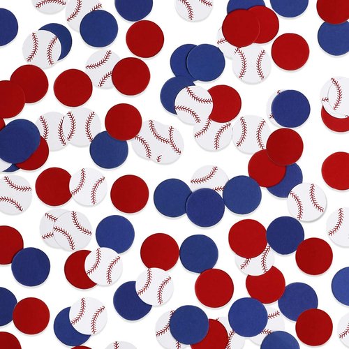 Red&amp;Blue&amp;White 100Pcs Baseball Confetti Baseball Party Table Confetti, Baseball Table Decorations...