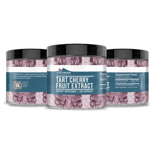 Earthborn Elements Tart Cherry Extract 200 Capsules, Pure & Undiluted, No Additives