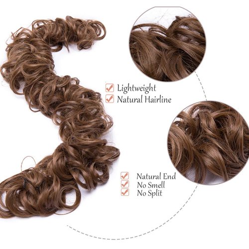S-noilite Messy Hair Bun Extensions 32 inch Strip Type DIY Wrap Around Touseld Updo Hair Extensions Scrunchie Scrunchy Synthetic Hair Hairpiece Chignons for Women #6 Light Brown