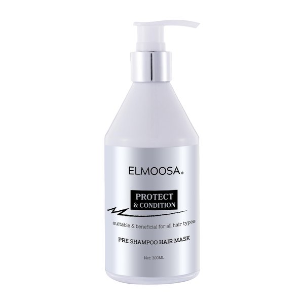 ELMOOSA PRE SHAMPOO HAIR MASK，300ML KERATIN & MACADAMIA TERNIFOLIA SEED OIL,INTENSIVELY MOISTURIZES HAIR, RESTORING SILKINESS AND SHINE/HEAT PROTECT