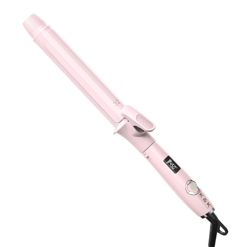 1 1/4 Inch Curling Iron with Clipped Tourmaline Ceramic Barrel Professional 1.25 Inch Hair Curler up to 450°F Dual Voltage for Traveling 60 Mins Auto Off Suit for Different (Pink)