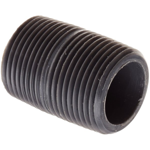 GF Piping Systems PVC Pipe Fitting, Close Nipple, Schedule 80, Gray, 1" NPT Male, 1-1/2" Length