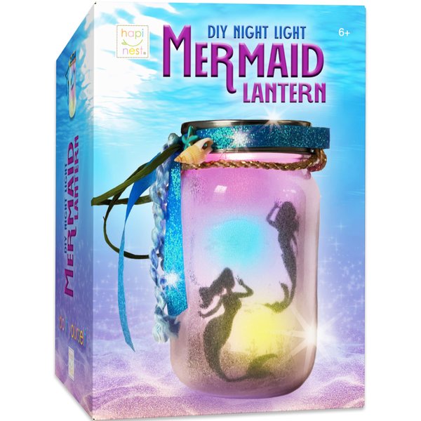 Hapinest DIY Night Light Mermaid Lantern Jar, Mermaid Lamps for Girls Bedroom, Make Your Own Mermaid Night Lights for Girls, Toy Art Kit Mermaid Crafts for Girls Ages 6-8 8-10 Years Old & Up