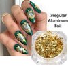 Holographic Nail Foil Glitter Flakes 3D Sparkly Aluminum Foil Flake Gold Silver Nail Glitter Foil Flakes Nail Art Supplies Mirror Powder Sequins Nail Glitter for Acrylic Nails Design (4Boxes)