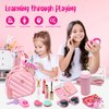 Hohosunlar Kids Pretend Play Little Girl Purse Accessories, Princess Toy Cell Phone w/ Light & Sound, Fake Makeup, Wallet, Keys, Credit Card, Play Water Bottle Christmas Birthday Gift Toys for Girls