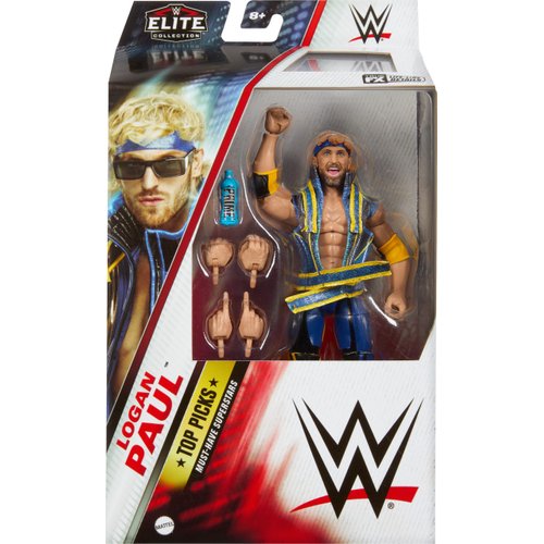 Mattel WWE Elite Collection Top Picks Action Figure & Accessories Set, Logan Paul 6-inch Collectible with Swappable Hands, Ring Gear & 25 Articulation Points