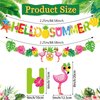 SEPGLITTER Hello Summer Banner and Gold Glittery Garland for Hawaiian Theme Tropical Beach Pool Camp Holiday Classroom Bulletin Board Birthday Happy Summer Party Decorations