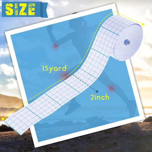 Non-Woven Cover Stretch Tape Non-Woven Adhesive Bandages Breathable Cohesive Wrap Bandages Protective Stretch Bandage Roll Film (2 Inch x 15 Yard)