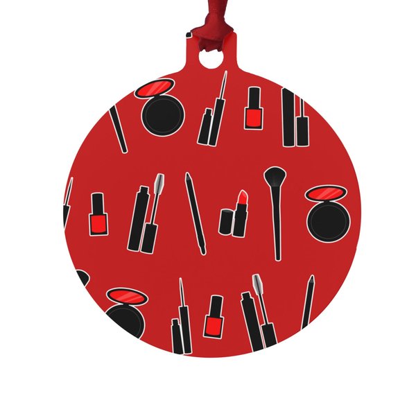 GRAPHICS & MORE Makeup Lipstick Mascara Eyeliner Pattern Aluminum Holiday Christmas Tree Ornament - 3.0" (7.6 cm) x 3.37" (8.6 cm)