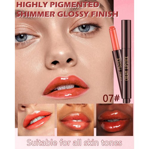 Hydrating Shimmer Lipstick,Moisturizing Jelly Lip Gloss,High Shine Dew Tinted Lipstick,Long Lasting Waterproof Tint Lip Balm Plumping Lip Stain,Non Sticky Glossy Butter Blam, Makeup Gift for Women-07#