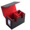 awedsu Collectible Trading Card Caseswith1Commander Display,Leather Magnetic Card Storage Box for 180 Double-Sleeved Cards. Collectible Trading CardCaseswith2 Dividers &Transparent Card (Black & Red)
