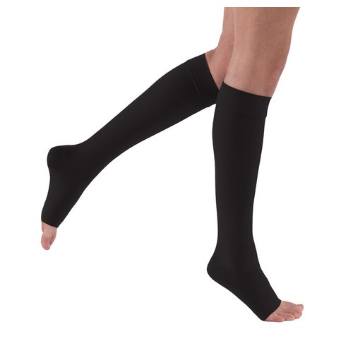 JOBST Relief Knee High 15-20 mmHg Compression Stockings, Open Toe, Black, Small