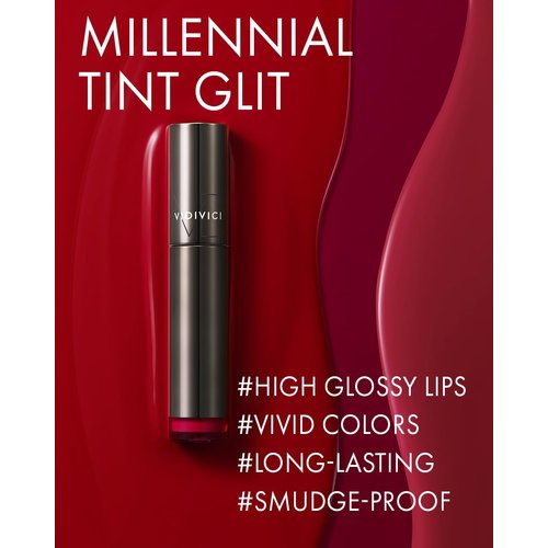 VIDIVICI Millennial Tint Glit - Transfer Proof Moisture Korean Lip Tint with Long-Lasting Color, Lightweight Water Jelly Texture, Hydrating & Smudge-Free Lip Stain, 0.13oz (08 BE LOVING)