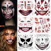 ENYACOS 5 Sheets Halloween Scary Face Tattoos+1 Sheet Fake Scars Stitches Tattoo,Bloody Mouth Tattoo,Halloween Zombie Make Up,Fake Wounds,Halloween Prank Makeup Temporary Tattoo (A)