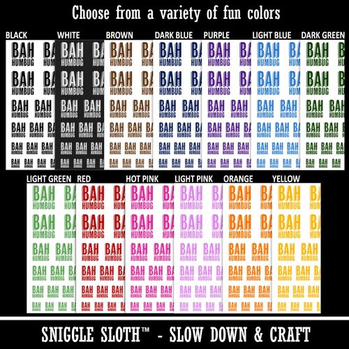 Bah Humbug Funny Christmas Greeting Temporary Tattoo Water Resistant Fake Body Art Set Collection - Light Green (One Sheet)