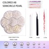 Face Gems- White Rhinestones, 5606PCS Nail Art Flat Back Half Round Pearl Crafts, and DIY Projects - Perfect for Home DIY Nails Body Face Craft and Salon Use. (Off-White)…
