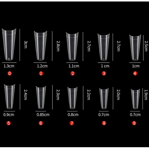 Vodisa Clear Nail Tips 500pcs Acrylic Fake Nails with Storage Case 10 Sizes Long False Nail for Lady Nail Salons and Home DIY Nail Art (French Coffin Nails)