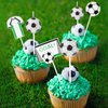 24 Pieces Soccer Cake Topper Decorations Soccer Happy Birthday Cake Topper and Soccer Ball Candles with Soccer Team Player Goalie Soccer Theme Party Supplies Soccer Birthday Decorations for Men Boys