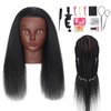 16"Mannequin Head 100% Human Hair Hairdresser Training Braiding Styling Manikin Cosmetology Makeup Manican Doll Display Practice with Stand(Black 16inch A)
