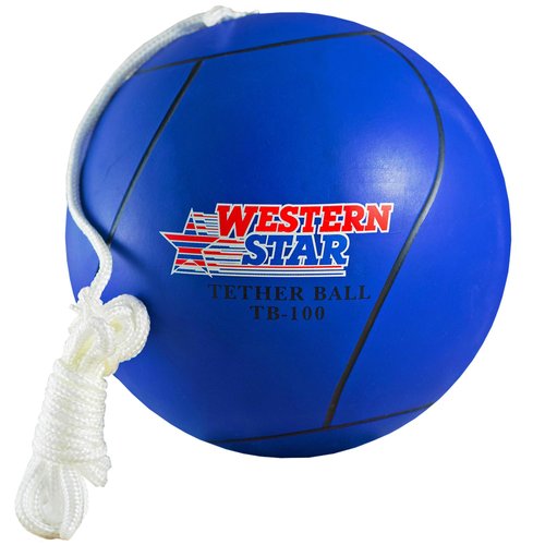 Western Star Tetherball Game Set - Soft-Touch Tether Ball with Durable Attached Rope - Indoor, Outdoor, 5 Colors - Easy Attach & Play - A Classic Family Outdoor Game for Kids (Blue Ball with Rope)