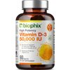 biophix Vitamin D-3 50000 IU 60 Tablets - High-Potency Supports Strong Bones Immune Health and K2