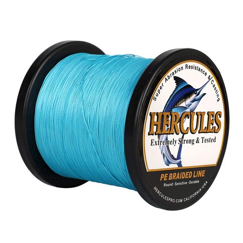 HERCULES Braided Fishing Line 1000m 1094yds 6lbs-100lbs Pe 4 Strands (Blue 50lb/22.7kg 0.37mm)