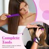 7 Pieces Hair Braiding Tools Magnetic Pin Wristband and 2 Pieces Stainless Steel Pintail Rat Tail Comb with 4 Pieces Wide Teeth Alligator Sectioning Hair Clip for Hair Braid Tool Braid Maker (Purple)