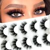 Mink Lashes Flu-ffy Lashes 20mm Long Flu-ffy False Eyelashes 3D Volume Curly Dramatic Fake Eyelashes Thick Full Lashes 5 Pairs Pack(5W-TB56)
