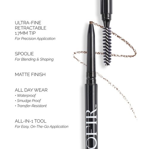OFIR Brow Trace Precision Brow liner | Waterproof Brow Pencil with Ultra-Fine 1.7mm Tip | Long-Lasting, Blendable, Soft Matte Finish | Espresso - Black, 0.003 OZ