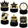 Skylety 6 Pcs Happy Birthday Party Decorations Black Gold Table Toppers Party Supplies Birthday Honeycomb Table Centerpieces Reusable Elegant for Men and Woman Birthday Party Supplies