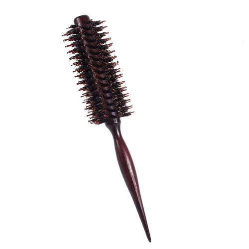Round Hair Brush, Boar Bristles Brush Salon Blowout Styling Hairbrush Portable Travel Comb with N...