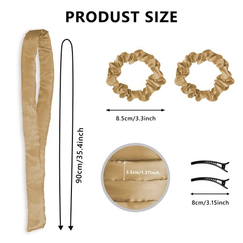 Heatless Hair Curler Headband For Long Hair Soft curlers Sleep Overnight Creates heatless curls and waves No Heat Curlers Rod for Women Girls Brown