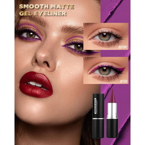 Burgundy Gel Eyeliner, Cream Eyeliner Gel Pencil Waterproof Smudge Proof, Rich Color Eye Liner Pen Long Wear, Smooth Matte Eyeliner Eyeshadow Face Paint Stick Makeup for Women, Delineador De Ojos-09